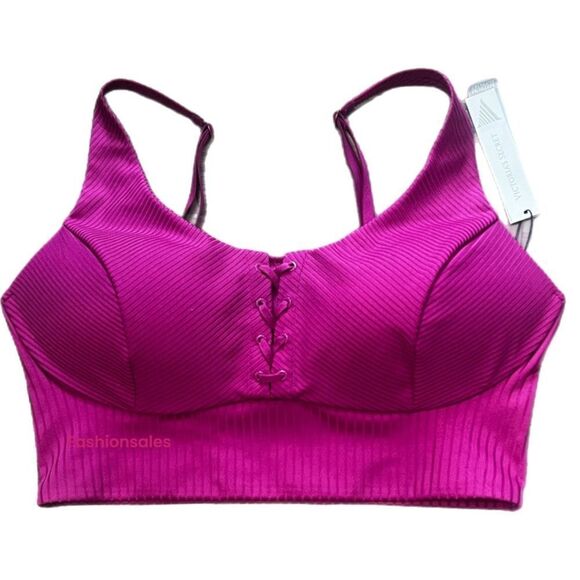 Victorias Secret Allegro Medium Support Flow on Point Lined sport bra Pink - Picture 1 of 9